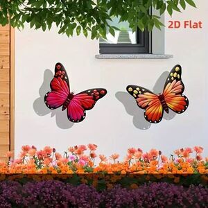 Set of 2 Acrylic Butterfly Wall Decorations Indoor or Outdoor 5"h x 6"w